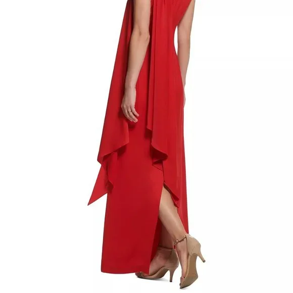 VINCE CAMUTO Women's Halter-Neck Satin Sleeveless Gown Red Size 4 - Picture 6 of 6